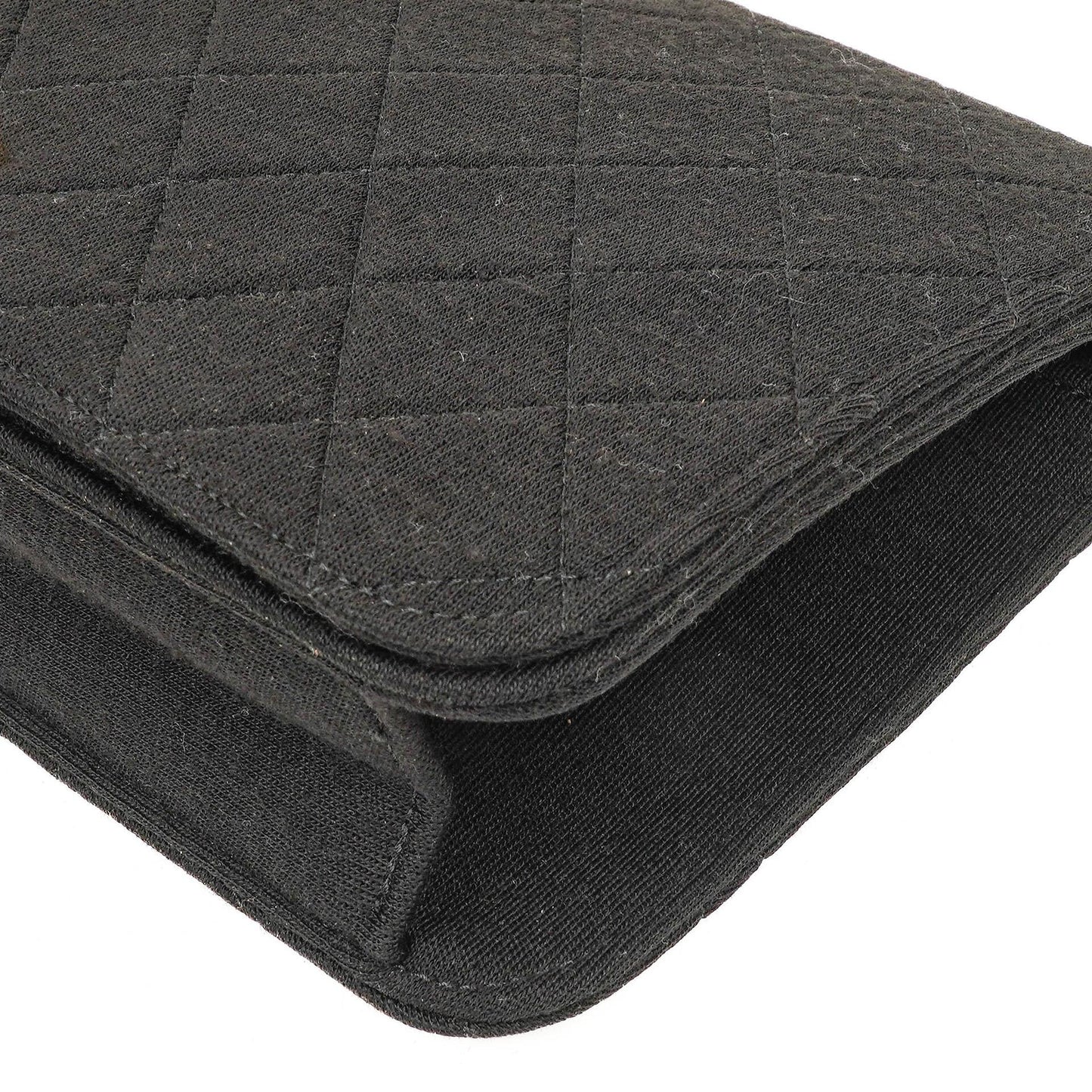 Chanel Classic Full Flap Tasche aus schwarzem gestepptem Jersey und Leder mit 24K vergoldeten Beschlägen, 1986-1988