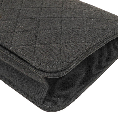 Chanel Classic Full Flap Tasche aus schwarzem gestepptem Jersey und Leder mit 24K vergoldeten Beschlägen, 1986-1988