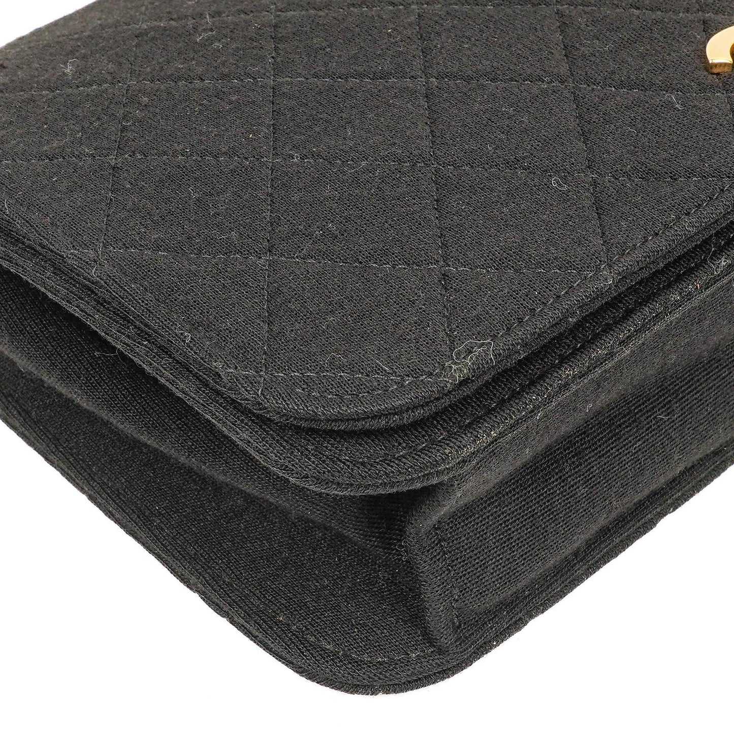 Chanel Classic Full Flap Tasche aus schwarzem gestepptem Jersey und Leder mit 24K vergoldeten Beschlägen, 1986-1988