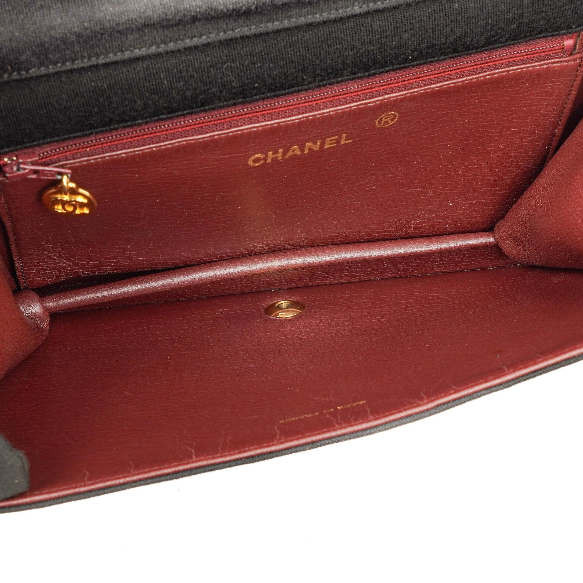 Chanel Classic Full Flap Tasche aus schwarzem gestepptem Jersey und Leder mit 24K vergoldeten Beschlägen, 1986-1988