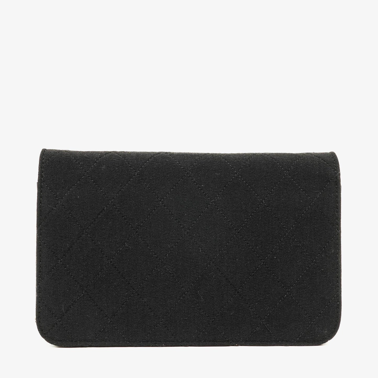 Chanel Klassische Full Flap Tasche Schwarz Gepolsterter Jersey und Leder 24K Vergoldete Beschläge