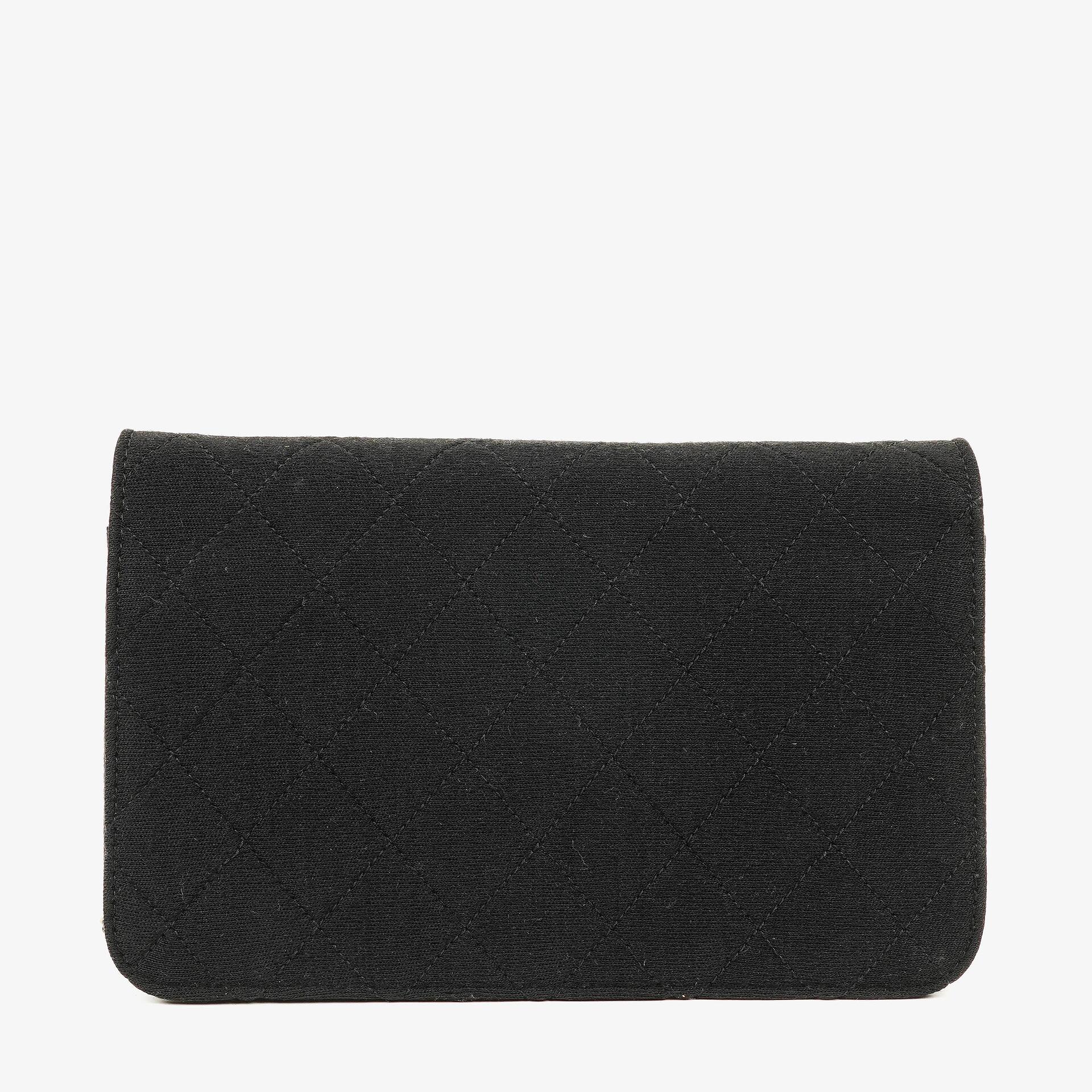 Chanel Klassische Full Flap Tasche Schwarz Gepolsterter Jersey und Leder 24K Vergoldete Beschläge
