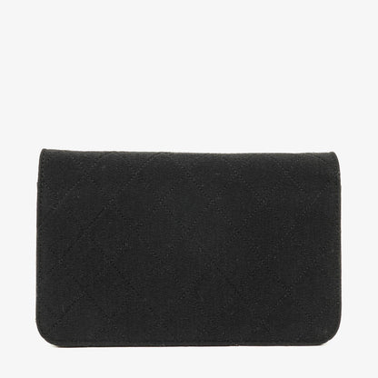 Chanel Klassische Full Flap Tasche Schwarz Gepolsterter Jersey und Leder 24K Vergoldete Beschläge