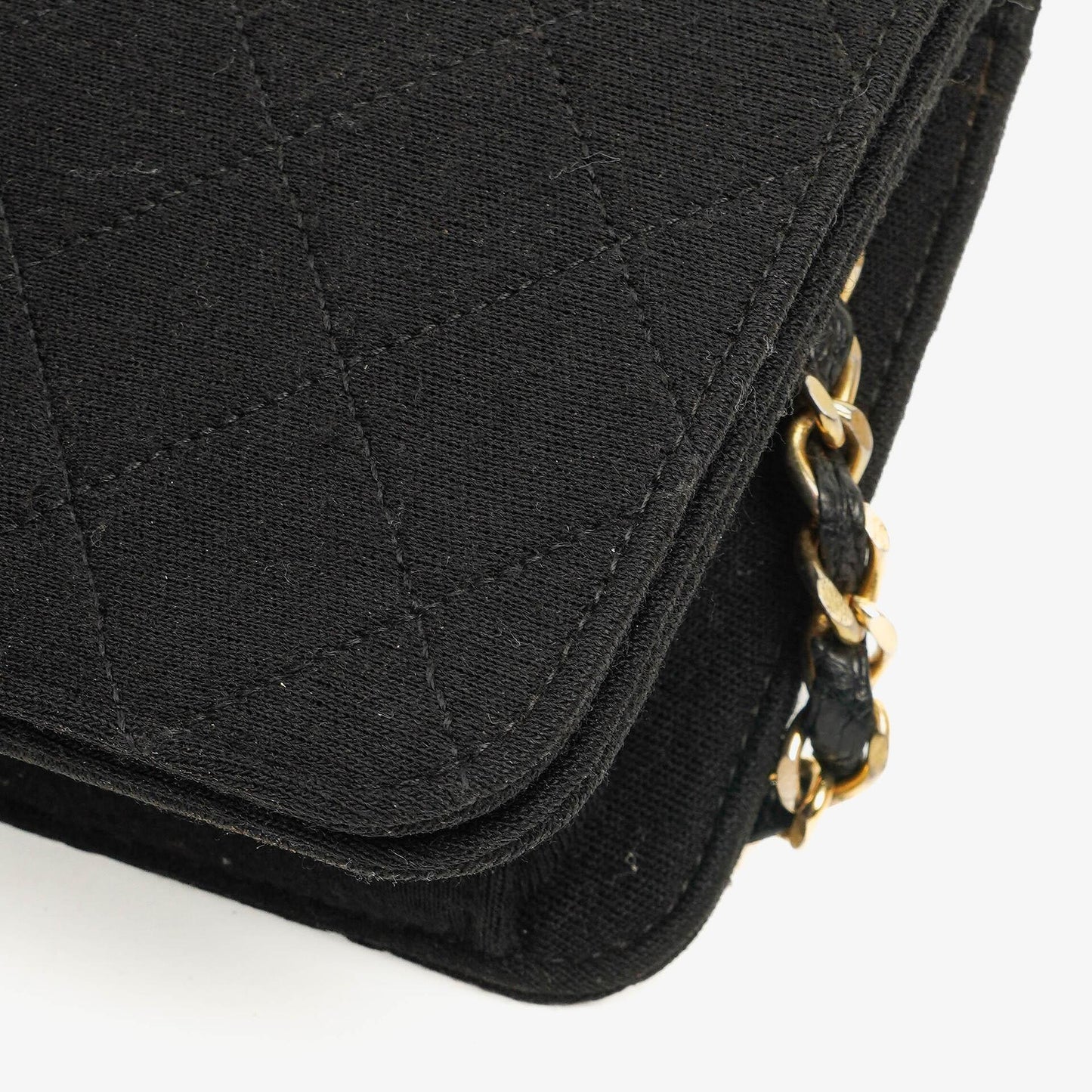 Chanel Klassische Full Flap Tasche Schwarz Gepolsterter Jersey und Leder 24K Vergoldete Beschläge