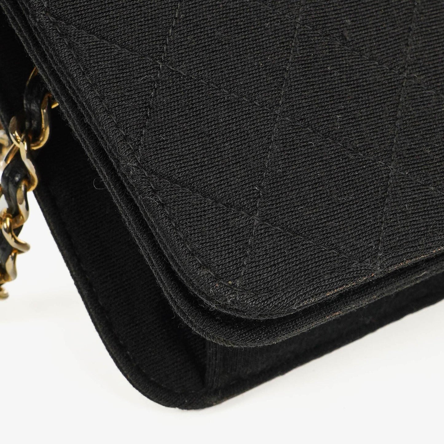 Chanel Klassische Full Flap Tasche Schwarz Gepolsterter Jersey und Leder 24K Vergoldete Beschläge