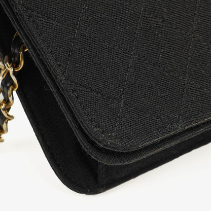 Chanel Klassische Full Flap Tasche Schwarz Gepolsterter Jersey und Leder 24K Vergoldete Beschläge