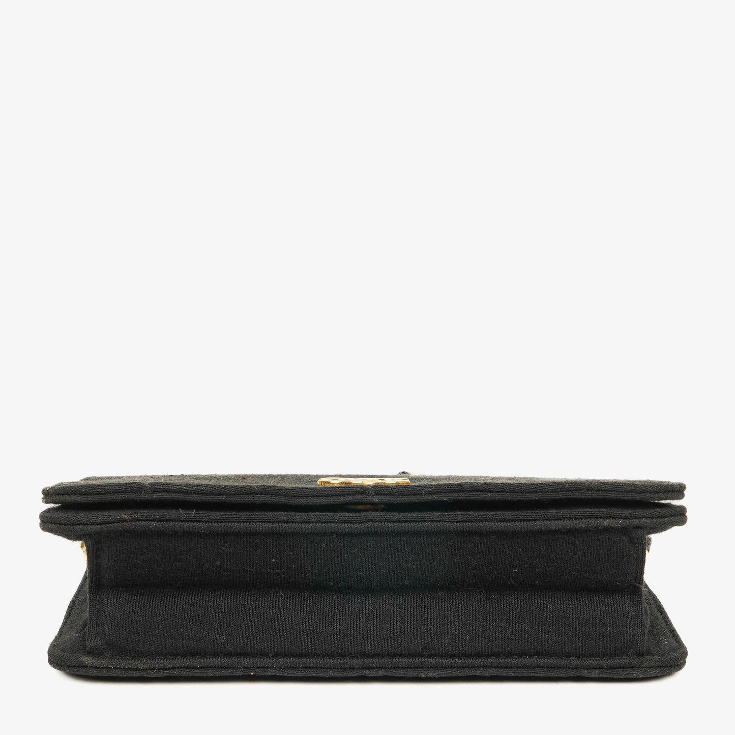 Chanel Klassische Full Flap Tasche Schwarz Gepolsterter Jersey und Leder 24K Vergoldete Beschläge