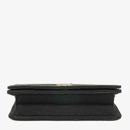 Chanel Klassische Full Flap Tasche Schwarz Gepolsterter Jersey und Leder 24K Vergoldete Beschläge