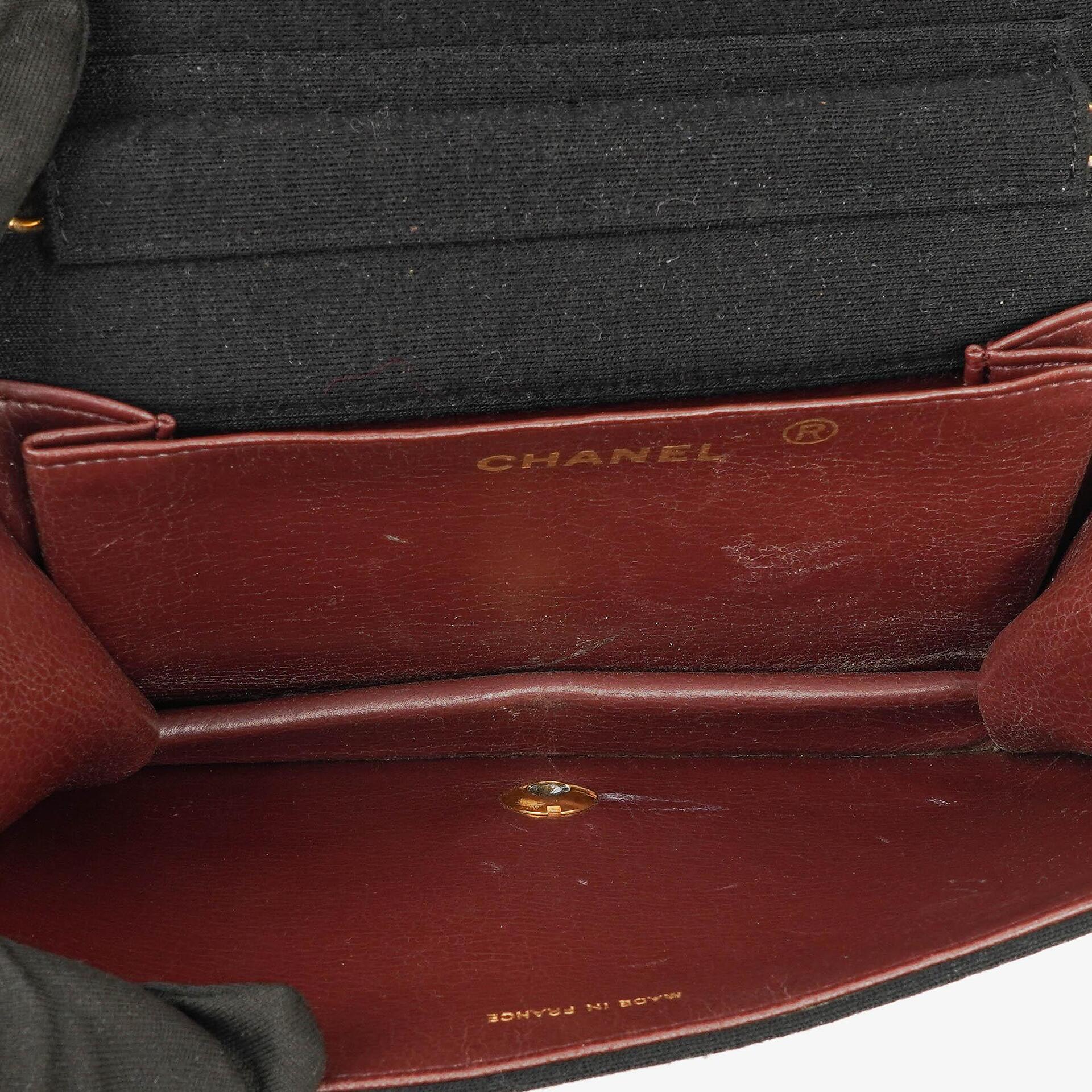 Chanel Klassische Full Flap Tasche Schwarz Gepolsterter Jersey und Leder 24K Vergoldete Beschläge