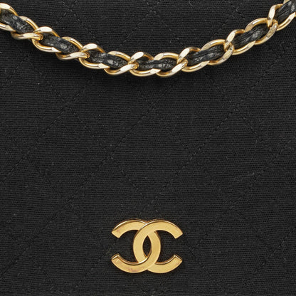 Chanel Klassische Full Flap Tasche Schwarz Gepolsterter Jersey und Leder 24K Vergoldete Beschläge
