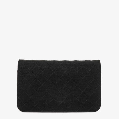 Chanel Classic Full Flap Tasche aus schwarzem gestepptem Jersey und Leder mit 24K vergoldeten Beschlägen