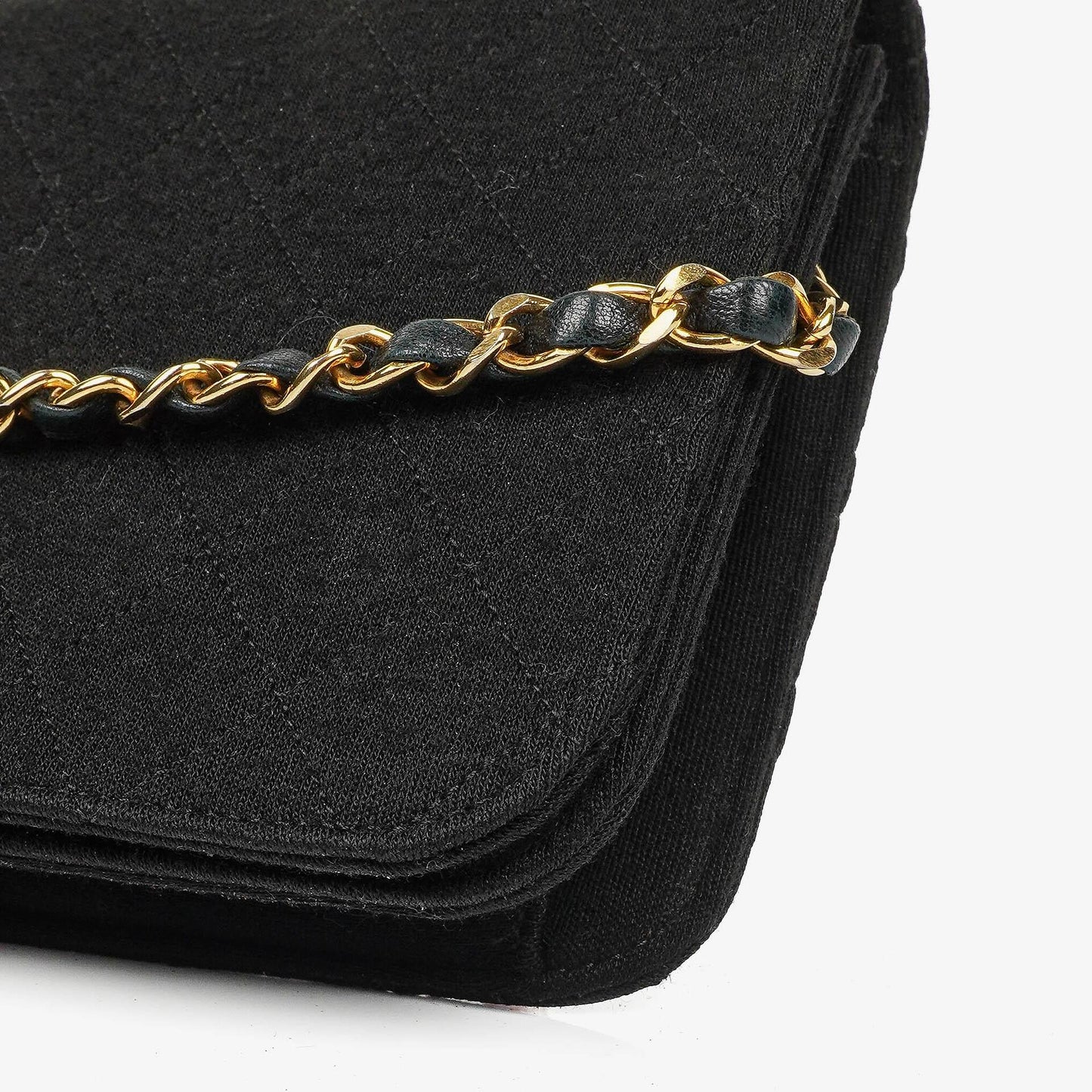 Chanel Classic Full Flap Tasche aus schwarzem gestepptem Jersey und Leder mit 24K vergoldeten Beschlägen