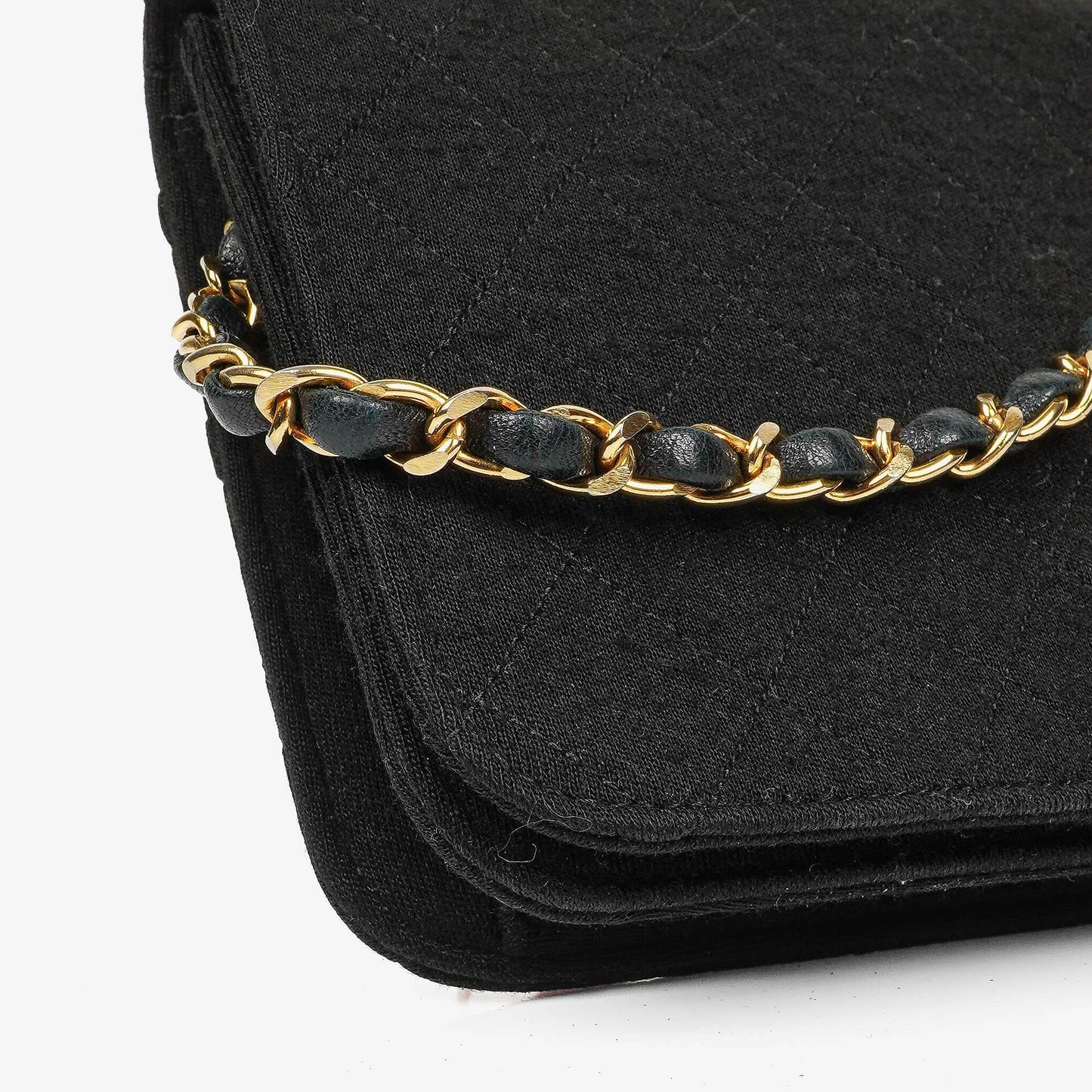 Chanel Classic Full Flap Tasche aus schwarzem gestepptem Jersey und Leder mit 24K vergoldeten Beschlägen