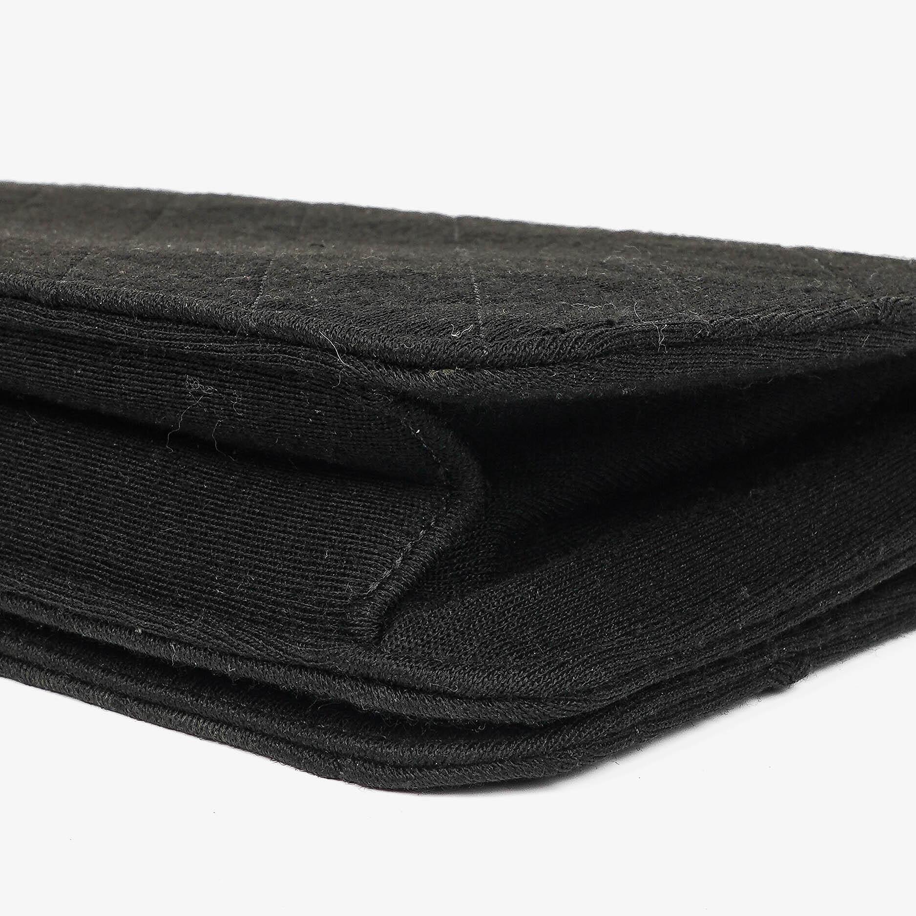 Chanel Classic Full Flap Tasche aus schwarzem gestepptem Jersey und Leder mit 24K vergoldeten Beschlägen