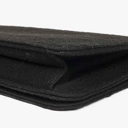 Chanel Classic Full Flap Tasche aus schwarzem gestepptem Jersey und Leder mit 24K vergoldeten Beschlägen