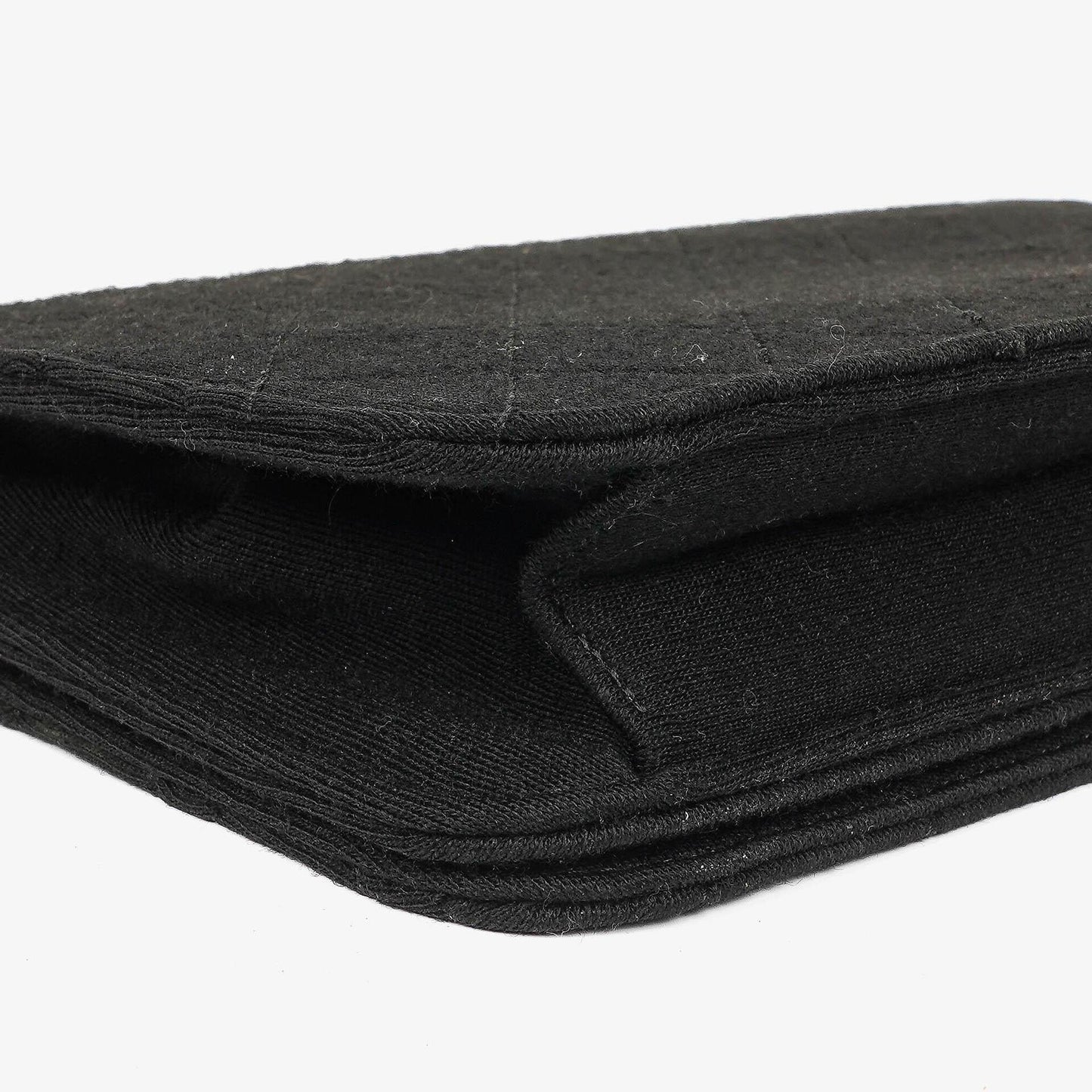 Chanel Classic Full Flap Tasche aus schwarzem gestepptem Jersey und Leder mit 24K vergoldeten Beschlägen