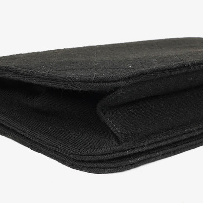 Chanel Classic Full Flap Tasche aus schwarzem gestepptem Jersey und Leder mit 24K vergoldeten Beschlägen