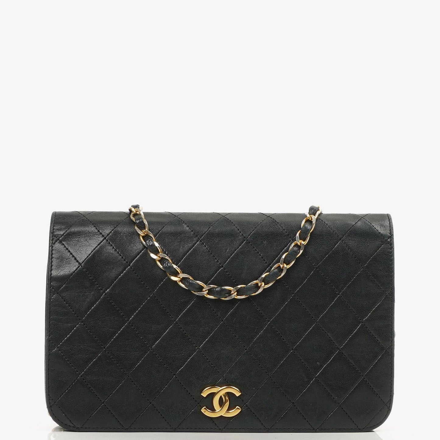 Chanel Classic Vollklapptasche Schwarz Gequiltetes Lammleder 24K Goldbeschichtetes Hardware