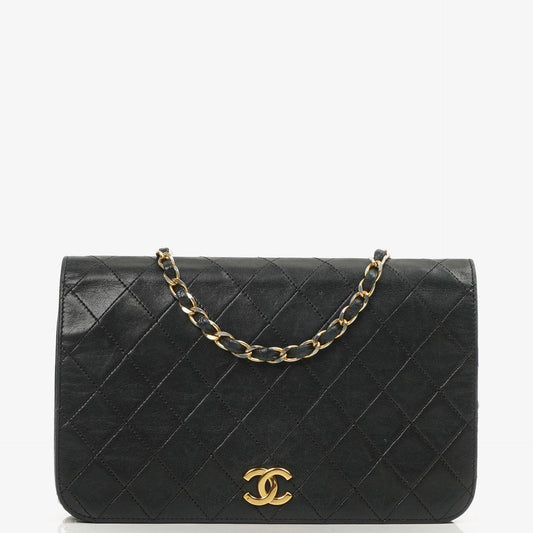 Chanel Classic Vollklapptasche Schwarz Gequiltetes Lammleder 24K Goldbeschichtetes Hardware