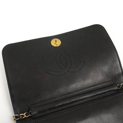 Chanel Classic Vollklapptasche Schwarz Gequiltetes Lammleder 24K Goldbeschichtetes Hardware