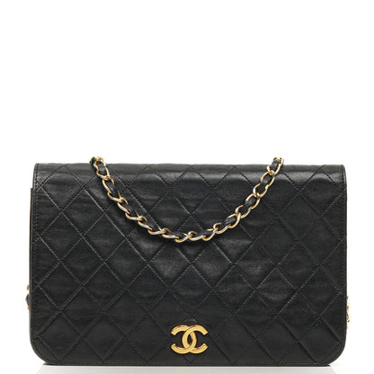 Chanel Classic Full Flap Tasche Schwarz Stepp-Lammleder 24K vergoldete Beschläge