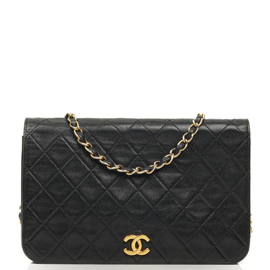 Chanel Classic Full Flap Tasche Schwarz Stepp-Lammleder 24K vergoldete Beschläge