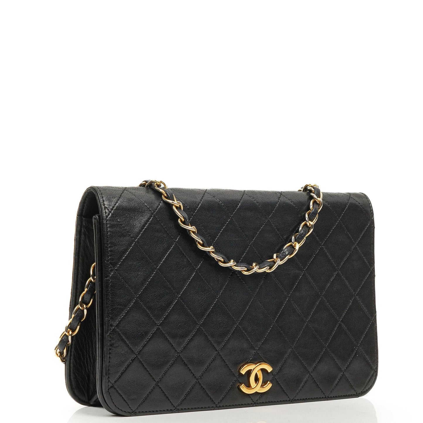 Chanel Classic Full Flap Tasche Schwarz Stepp-Lammleder 24K vergoldete Beschläge