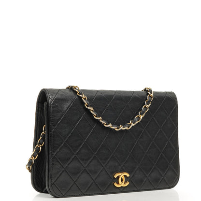 Chanel Classic Full Flap Tasche Schwarz Stepp-Lammleder 24K vergoldete Beschläge