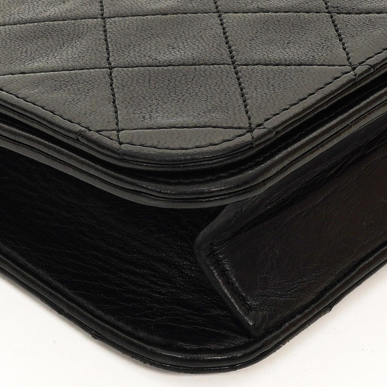Chanel Classic Full Flap Tasche Schwarz Stepp-Lammleder 24K vergoldete Beschläge