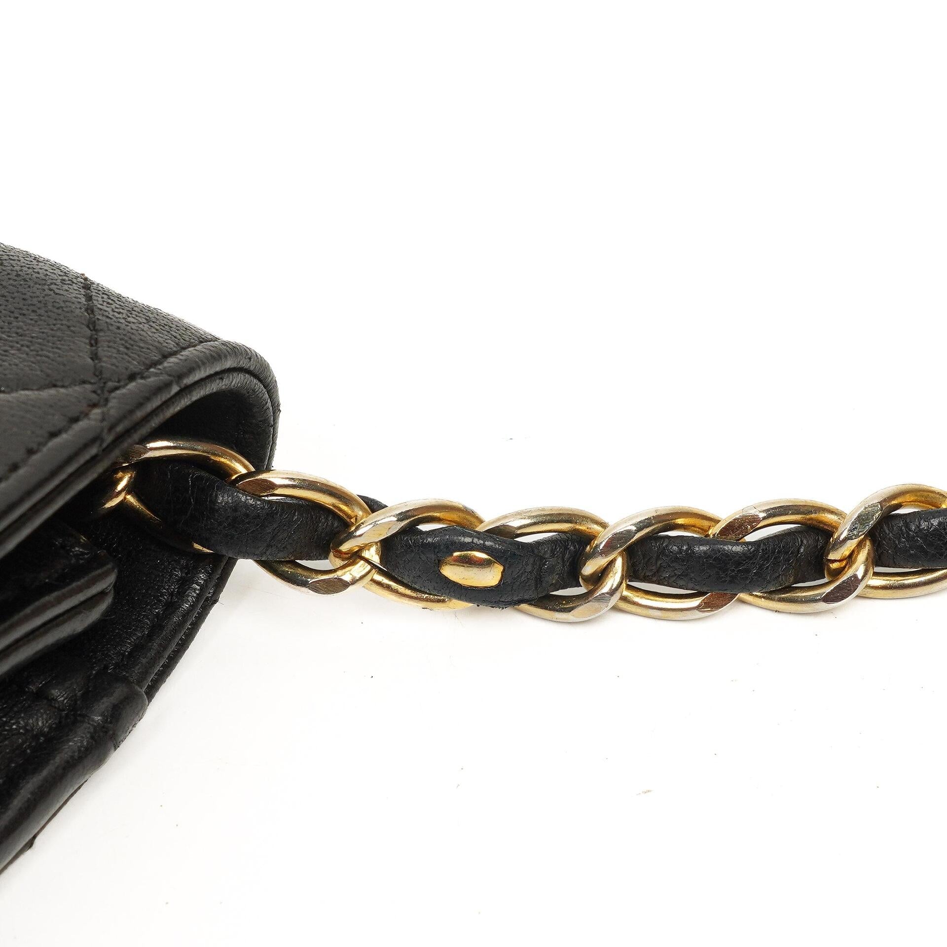 Chanel Classic Full Flap Tasche Schwarz Stepp-Lammleder 24K vergoldete Beschläge