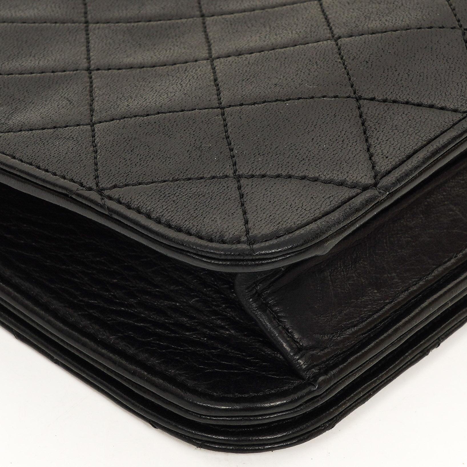 Chanel Classic Full Flap Tasche Schwarz Stepp-Lammleder 24K vergoldete Beschläge
