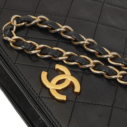 Chanel Classic Full Flap Tasche Schwarz Stepp-Lammleder 24K vergoldete Beschläge