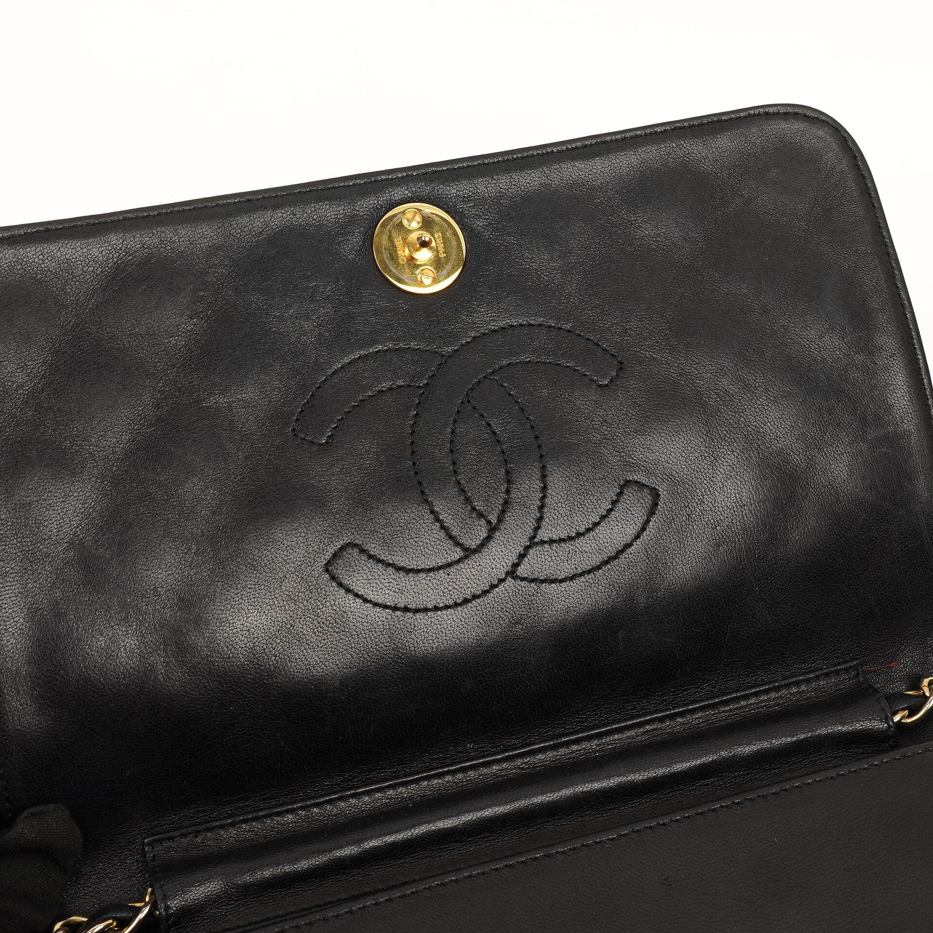 Chanel Classic Full Flap Tasche Schwarz Stepp-Lammleder 24K vergoldete Beschläge