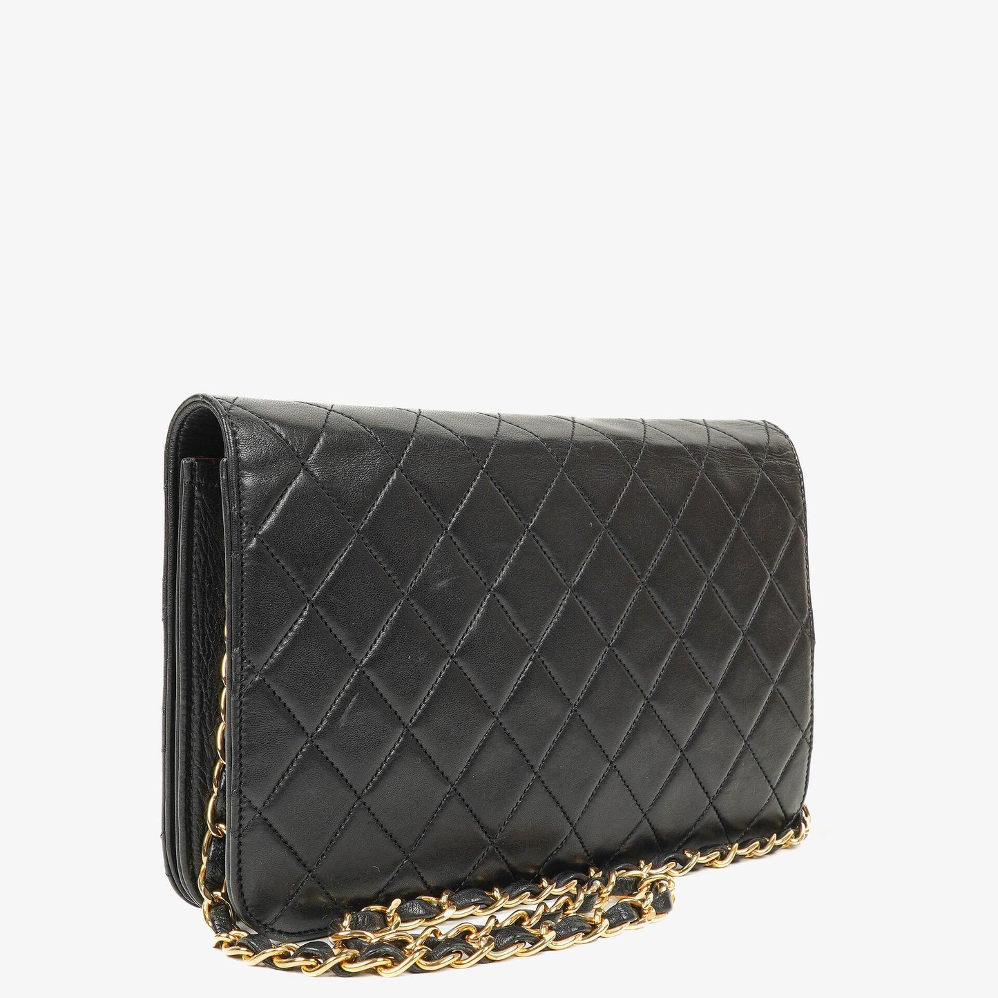 Chanel Classic Full Flap Tasche aus schwarzem gestepptem Lammleder mit 24K vergoldeter Hardware