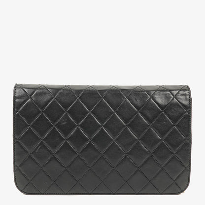 Chanel Classic Full Flap Tasche aus schwarzem gestepptem Lammleder mit 24K vergoldeter Hardware