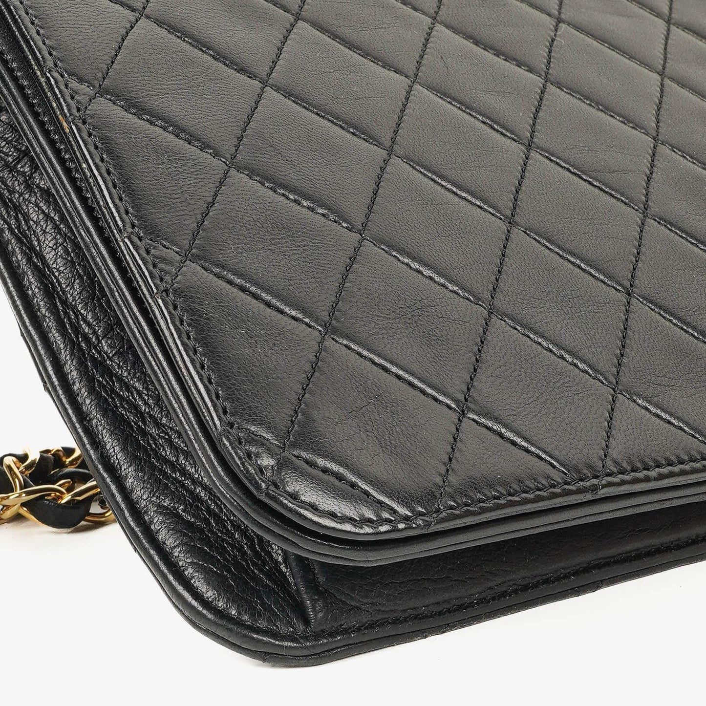 Chanel Classic Full Flap Tasche aus schwarzem gestepptem Lammleder mit 24K vergoldeter Hardware
