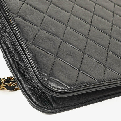 Chanel Classic Full Flap Tasche aus schwarzem gestepptem Lammleder mit 24K vergoldeter Hardware