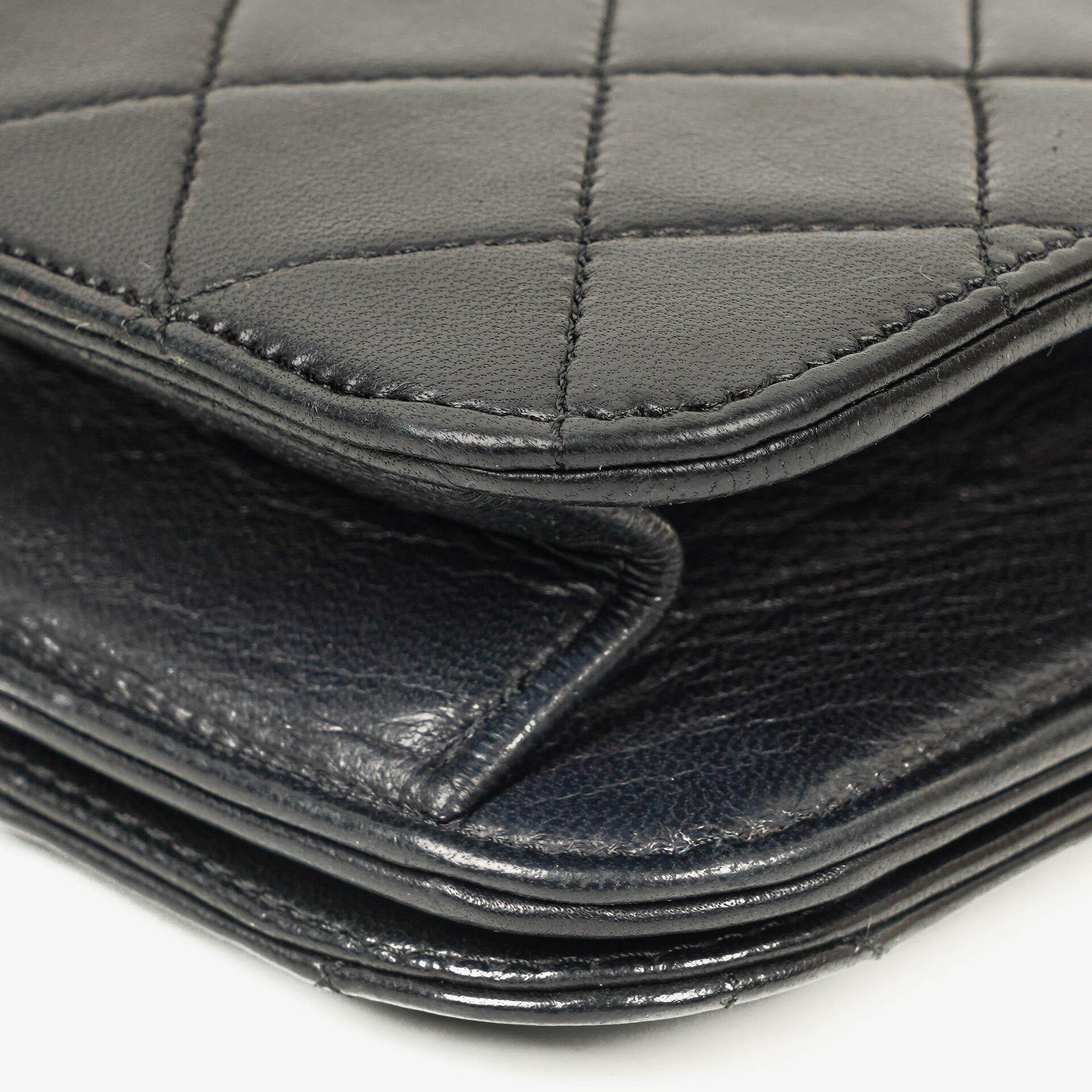 Chanel Classic Full Flap Tasche aus schwarzem gestepptem Lammleder mit 24K vergoldeter Hardware
