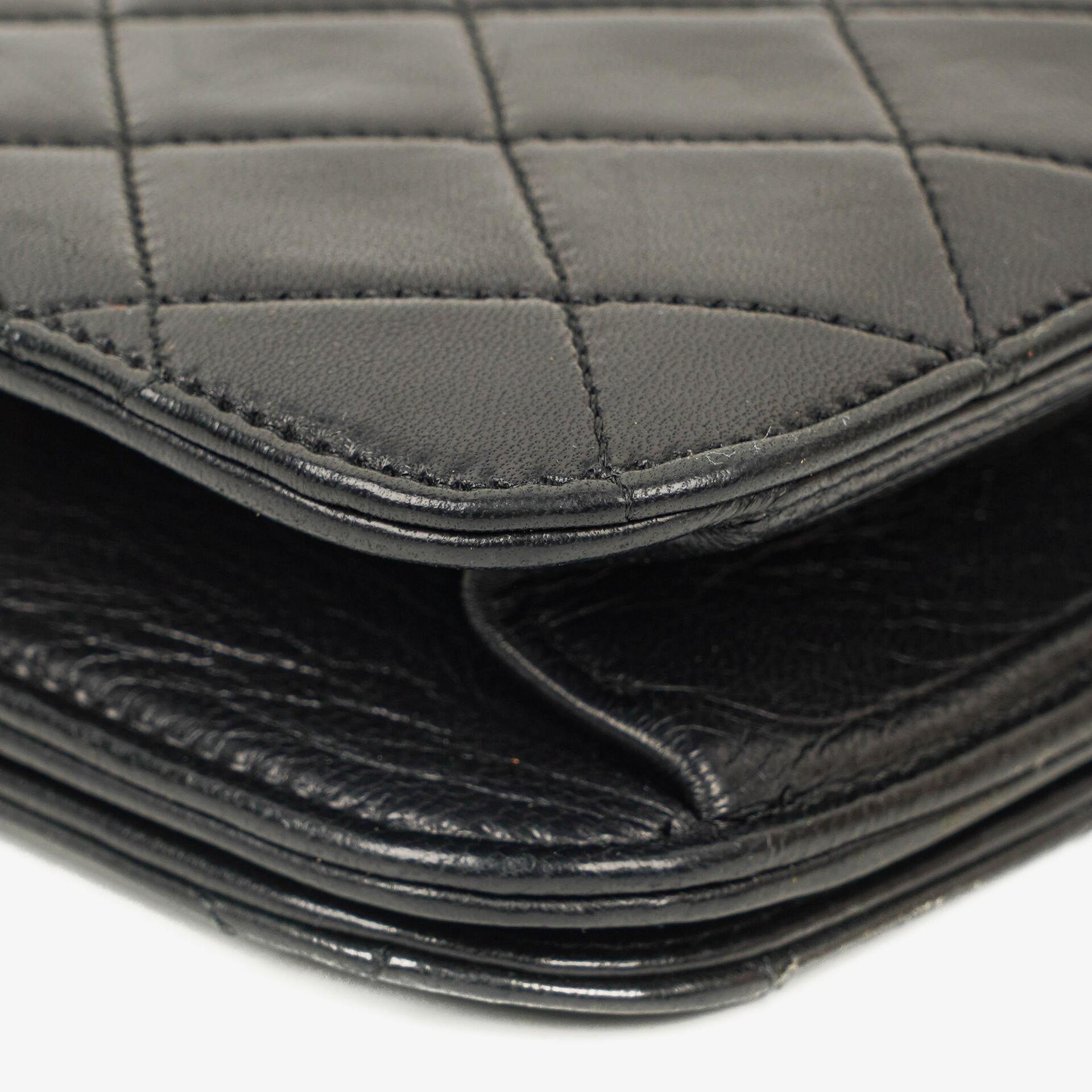 Chanel Classic Full Flap Tasche aus schwarzem gestepptem Lammleder mit 24K vergoldeter Hardware