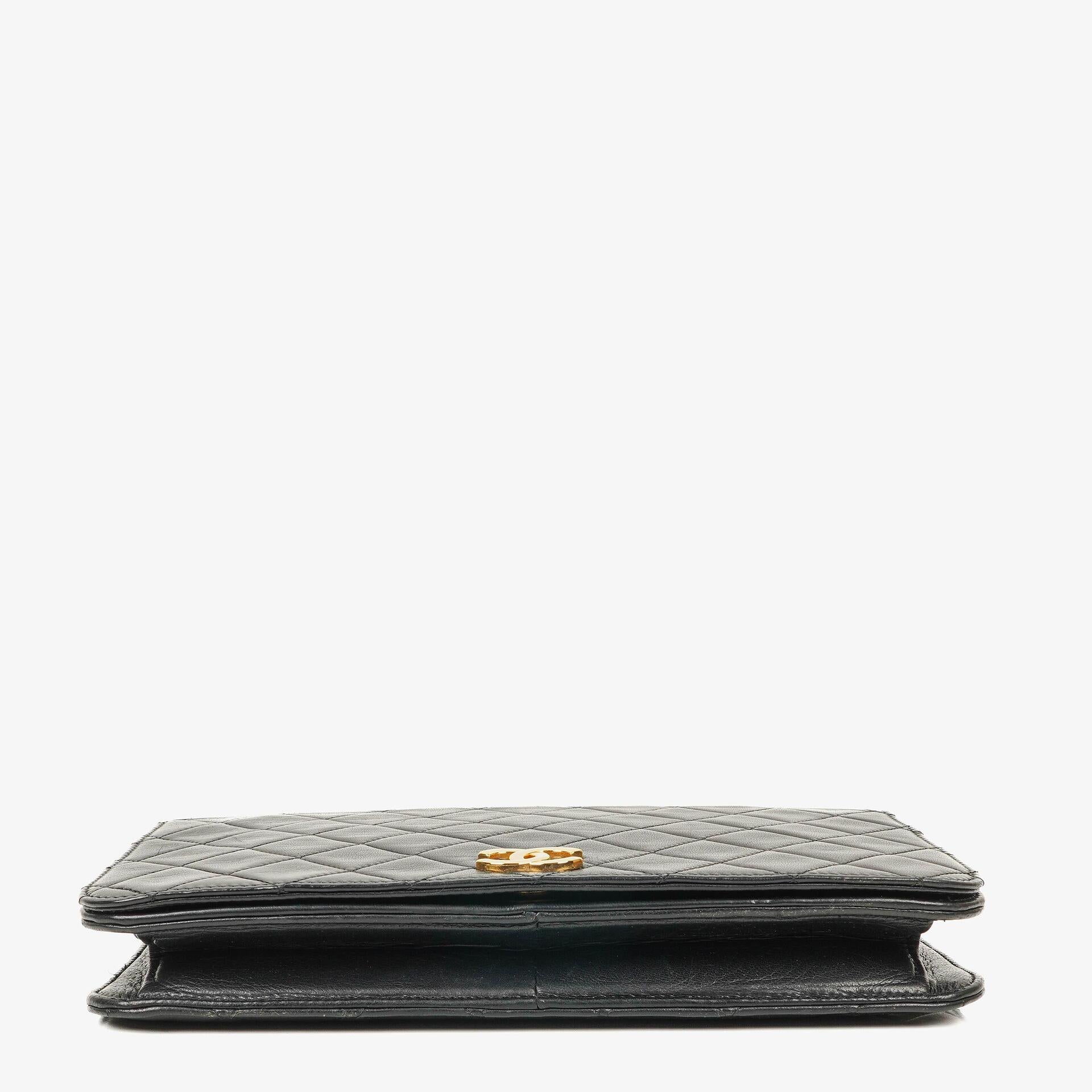Chanel Classic Full Flap Tasche aus schwarzem gestepptem Lammleder mit 24K vergoldeter Hardware