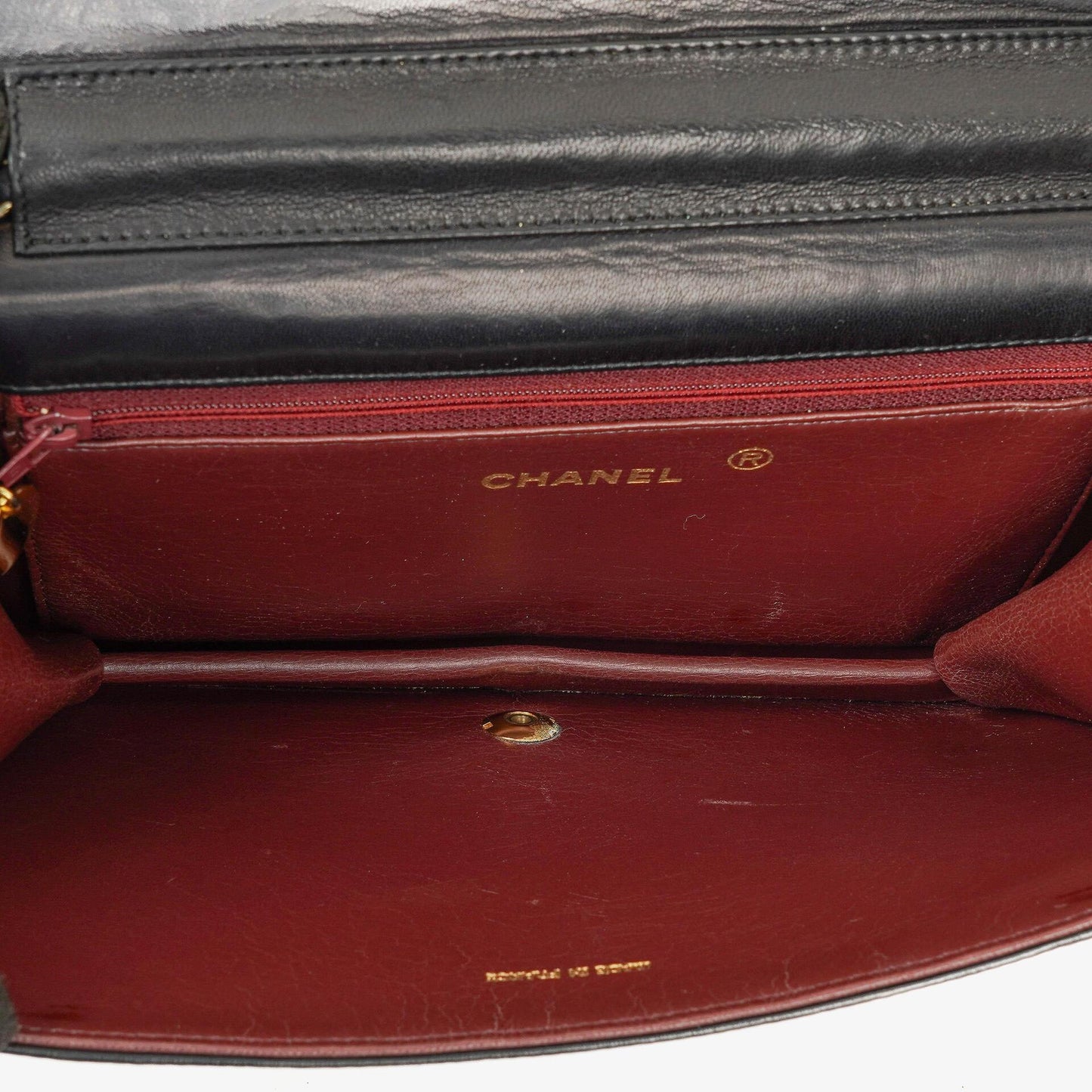 Chanel Classic Full Flap Tasche aus schwarzem gestepptem Lammleder mit 24K vergoldeter Hardware