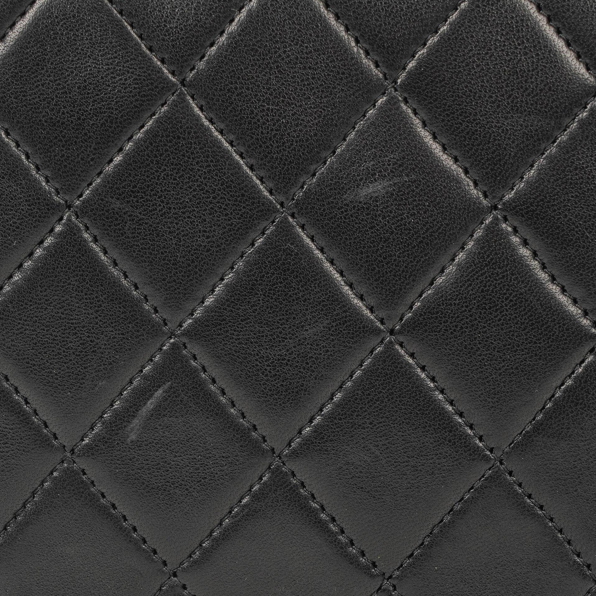 Chanel Classic Full Flap Tasche aus schwarzem gestepptem Lammleder mit 24K vergoldeter Hardware