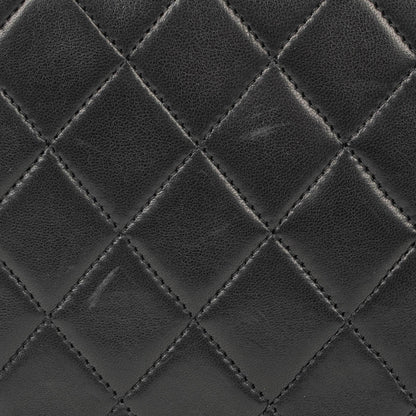 Chanel Classic Full Flap Tasche aus schwarzem gestepptem Lammleder mit 24K vergoldeter Hardware
