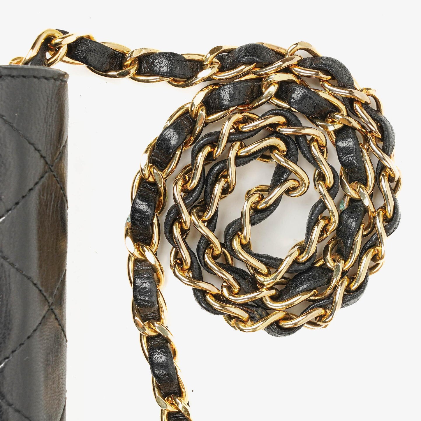Chanel Classic Full Flap Tasche aus schwarzem gestepptem Lammleder mit 24K vergoldeter Hardware