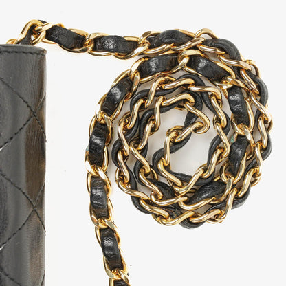 Chanel Classic Full Flap Tasche aus schwarzem gestepptem Lammleder mit 24K vergoldeter Hardware