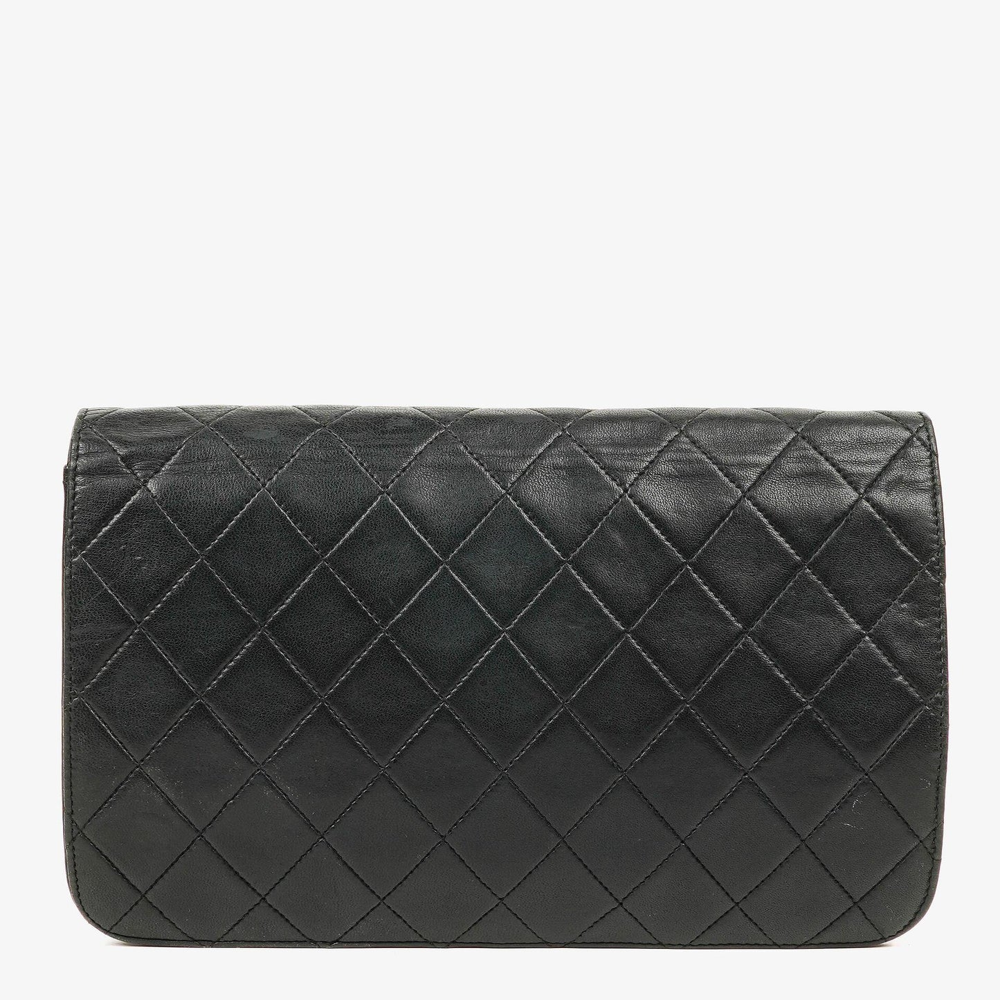 Chanel Classic Full Flap Tasche aus schwarzem gestepptem Lammleder mit 24K vergoldeter Hardware