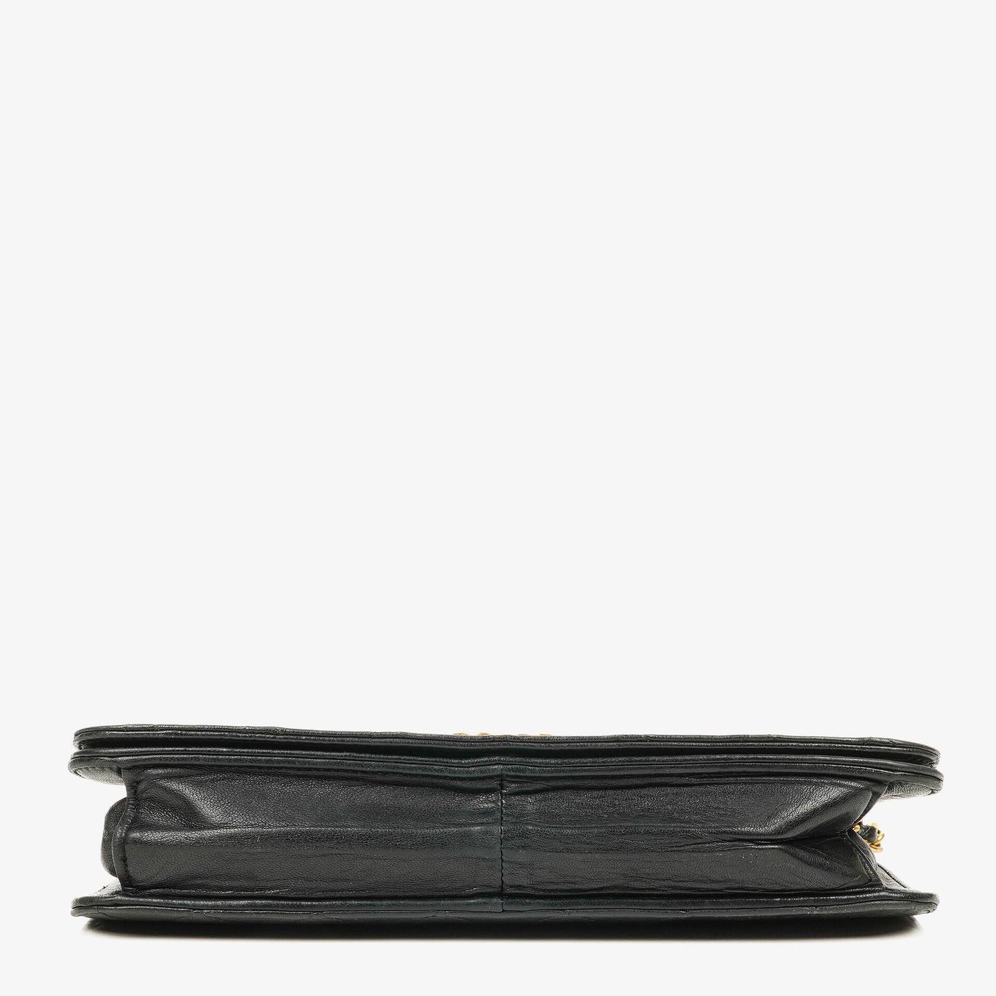 Chanel Classic Full Flap Tasche aus schwarzem gestepptem Lammleder mit 24K vergoldeter Hardware