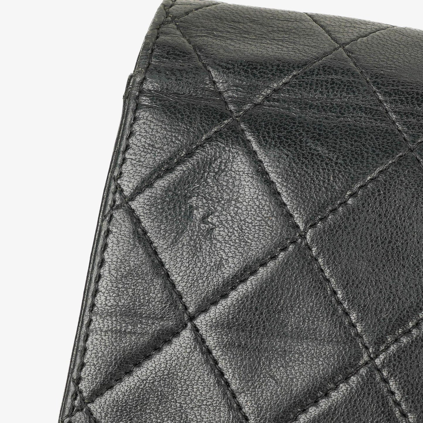 Chanel Classic Full Flap Tasche aus schwarzem gestepptem Lammleder mit 24K vergoldeter Hardware