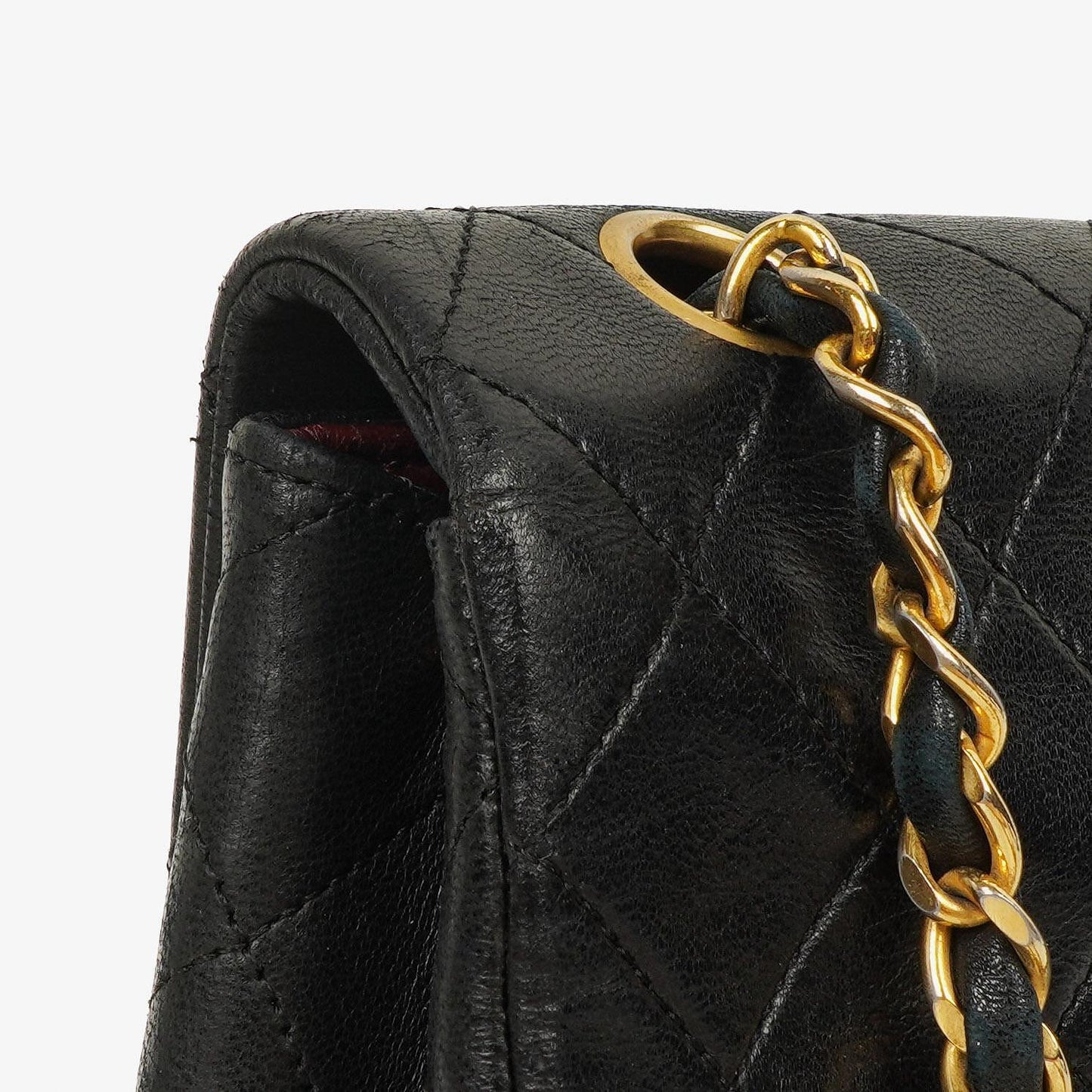 Chanel Classic Full Flap Tasche aus schwarzem gestepptem Lammleder mit 24K vergoldeten Beschlägen