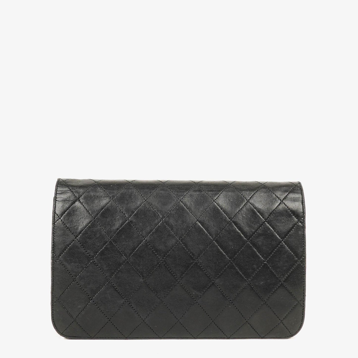 Chanel Classic Full Flap Tasche aus schwarzem gestepptem Lammleder mit 24K vergoldeten Beschlägen